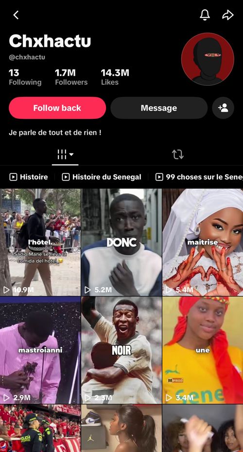 Perfil de TikTok Chxhactu: 1,7 millones de seguidores